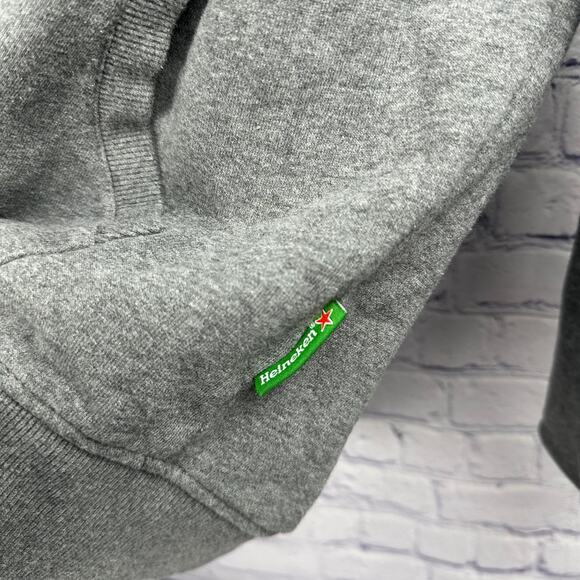 Heineken Zip Hoodie Jacket Grey Black With Hood Drawstring  Mens Sz XXL - Picture 7 of 11